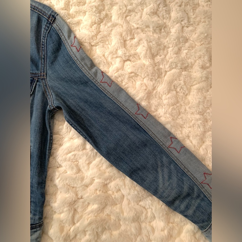 American Eagle Outfitters Denim Jacket with Stars on the Sleeves•Sz. S•Like New - Picture 4 of 16